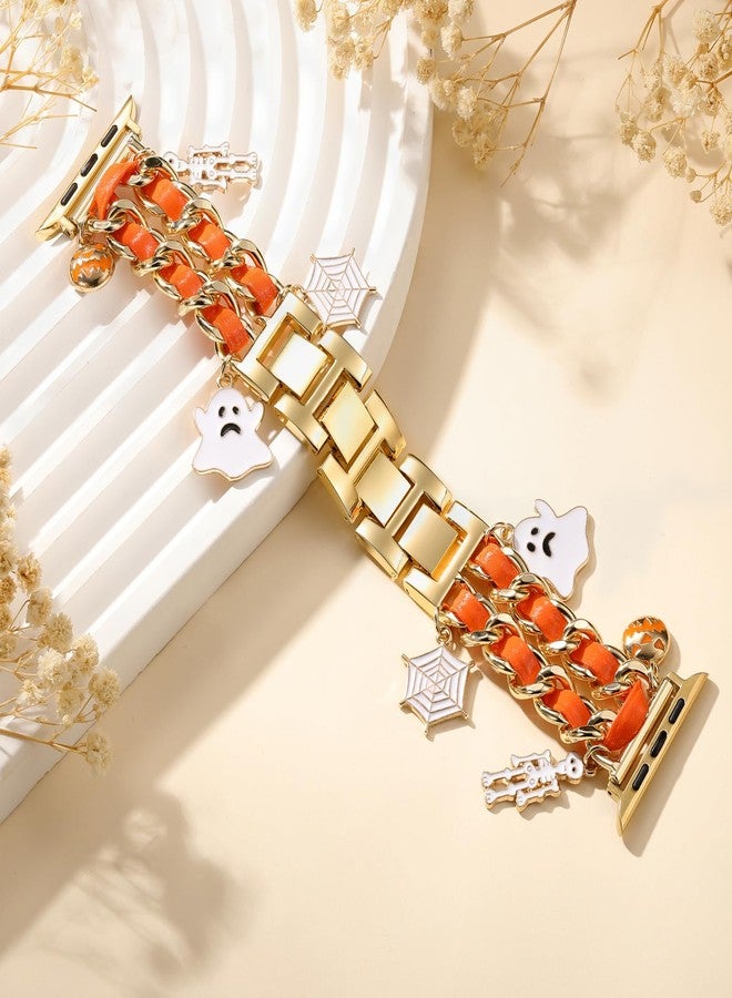 DaQin Halloween Charms Band Compatible with apple watch bands for women 40mm 38mm 41mm 42mm, Pretty Metal Chain Strap with Decorative Charms for iWatch Bands Series 11 10 9 8 7 6 5 4 3 2 1 SE - Image 2