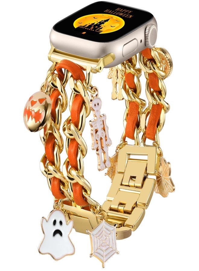 DaQin Halloween Charms Band Compatible with apple watch bands for women 40mm 38mm 41mm 42mm, Pretty Metal Chain Strap with Decorative Charms for iWatch Bands Series 11 10 9 8 7 6 5 4 3 2 1 SE - Image 1