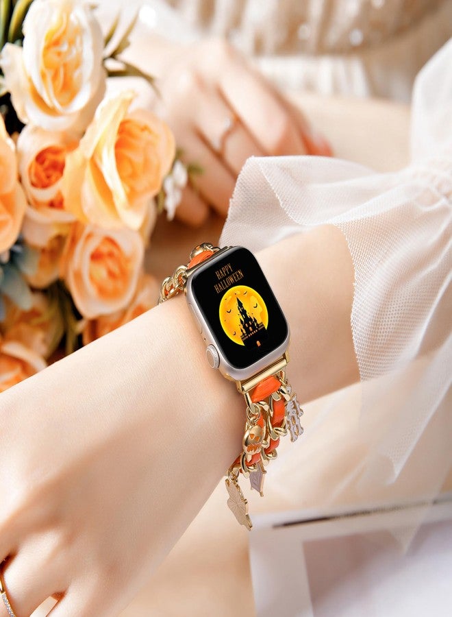 DaQin Halloween Charms Band Compatible with apple watch bands for women 40mm 38mm 41mm 42mm, Pretty Metal Chain Strap with Decorative Charms for iWatch Bands Series 11 10 9 8 7 6 5 4 3 2 1 SE - Image 3