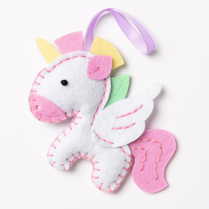 folia 52910 Mini Filzinies Unicorn Pendant, 15-Piece Felt Sewing Kit for Making a Self-Sewn Pendant, for Children from 8 Years, Colourful - Image 4
