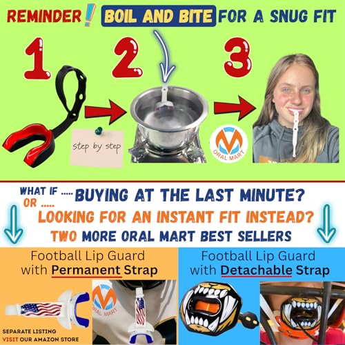 Oral Mart Black/Red Strapped Youth Mouth Guard for Kids - Sports Mouthguard with Connected Strap for Football, Ice Hockey, Lacrosse, Taekwondo - Image 5