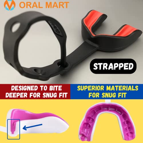 Oral Mart Black/Red Strapped Youth Mouth Guard for Kids - Sports Mouthguard with Connected Strap for Football, Ice Hockey, Lacrosse, Taekwondo - Image 3