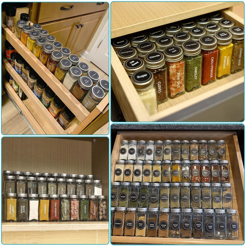 Antimbee 40-Pack 3.5 OZ Glass Spice Jars with 324 Labels, Shaker Lids and Airtight Metal Caps, Empty Reusable Square Seasoning Bottles, Spice Storage Containers, Marker and Stainless Steel Funnel - Image 4
