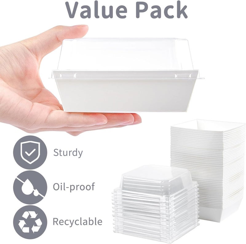 Kucoele 50 Pack Small Charcuterie Boxes with Clear Lids, 4 Inches Paper Bakery Boxes Dessert Boxes Disposable To Go Food Containers for Cookie, Cake Slice, Mini Cake, Chocolate Strawberry (White) - Image 3