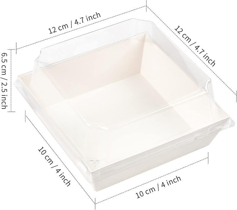 Kucoele 50 Pack Small Charcuterie Boxes with Clear Lids, 4 Inches Paper Bakery Boxes Dessert Boxes Disposable To Go Food Containers for Cookie, Cake Slice, Mini Cake, Chocolate Strawberry (White) - Image 2