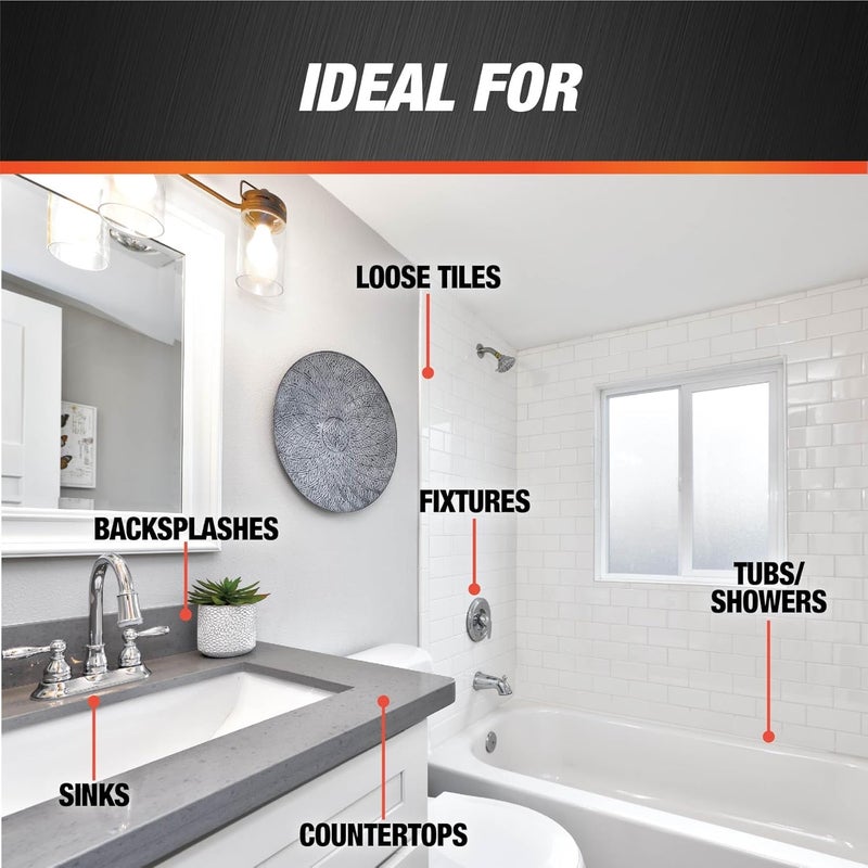 DAP Kwik Seal Kitchen & Bath Adhesive Caulk, White, 10.1 oz - Image 5
