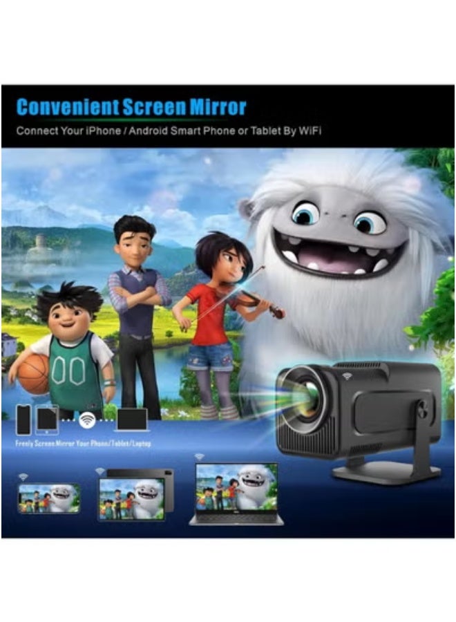 JAJEEK HY320 Mini Smart Portable Projector – 4K FHD 1080P Resolution, 10000 Lumens Brightness, Auto Keystone Correction, Android 11.0 OS, WiFi 6 & Bluetooth 5.0 – 180° Rotatable Design, EU Plug – Compact Projector for Home Theater, Office & Entertainment  - Image 3