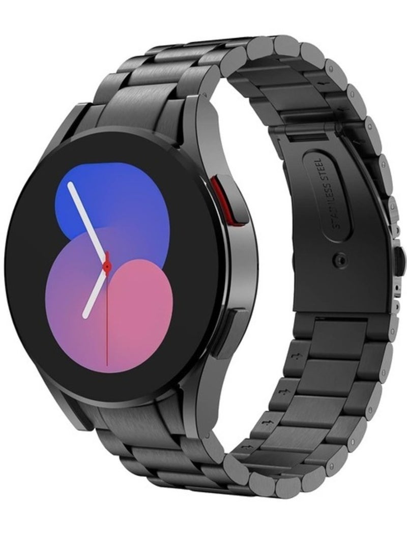 ELTRAZONE Black Stainless Steel Metal Band for Samsung Galaxy Watch - No-Gap Design for 7FE, 6, 5, 4 (40mm, 44mm), 5 Pro (45mm), 6 Classic (43mm, 47mm), and 4 Classic (42mm, 46mm) Models - Image 1