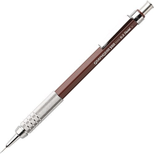 Pentel GraphGear 500 Mechanical Drafting Pencil, (0.3mm), Extra Fine Line, Brown Barrel (PG523E) - Image 1