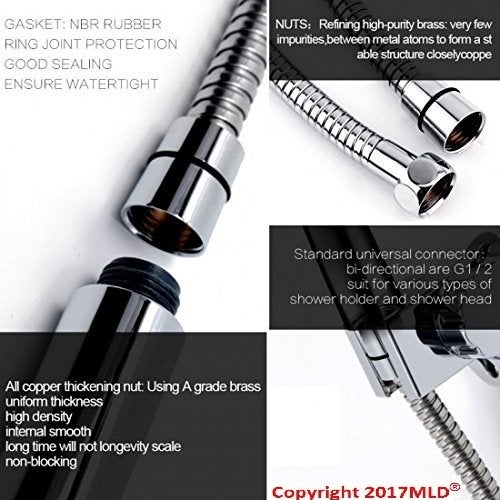 MLD WaterSaving Spray Gun Stainless Steel Flexible Handshower Hose Replacement Shower Tube 1 Meter - Image 4