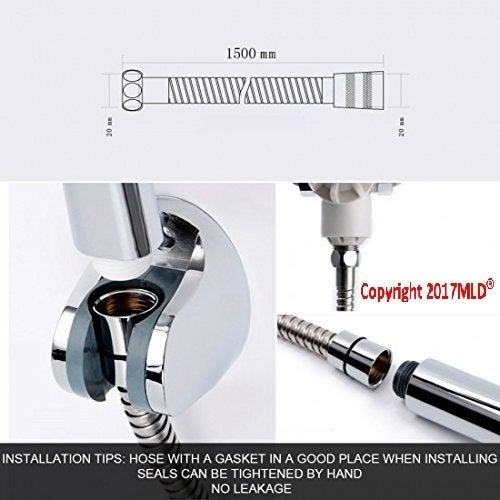 MLD WaterSaving Spray Gun Stainless Steel Flexible Handshower Hose Replacement Shower Tube 1 Meter - Image 3