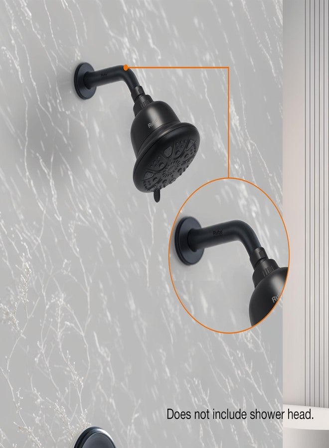 Ruhe Half Bend Round Shower Arm with Wall Flange | 12 x 2.2 Inches, Black Matte | 304-Grade Stainless Steel Shower Arm for Bathroom Overhead Showers - Image 3