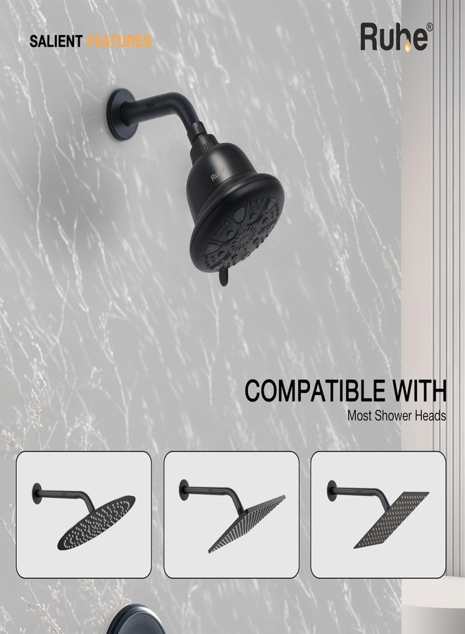 Ruhe Half Bend Round Shower Arm with Wall Flange | 12 x 2.2 Inches, Black Matte | 304-Grade Stainless Steel Shower Arm for Bathroom Overhead Showers - Image 2