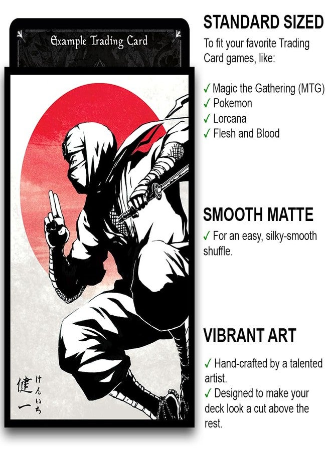 Fantasy North - Kenichi - Shadow Clan Ninja - 100 Smooth Matte TCG Trading Card Sleeves - Black Border - Fits Magic MTG Commander Pokemon and Other Card Games - Playing Card Sleeves - Image 3