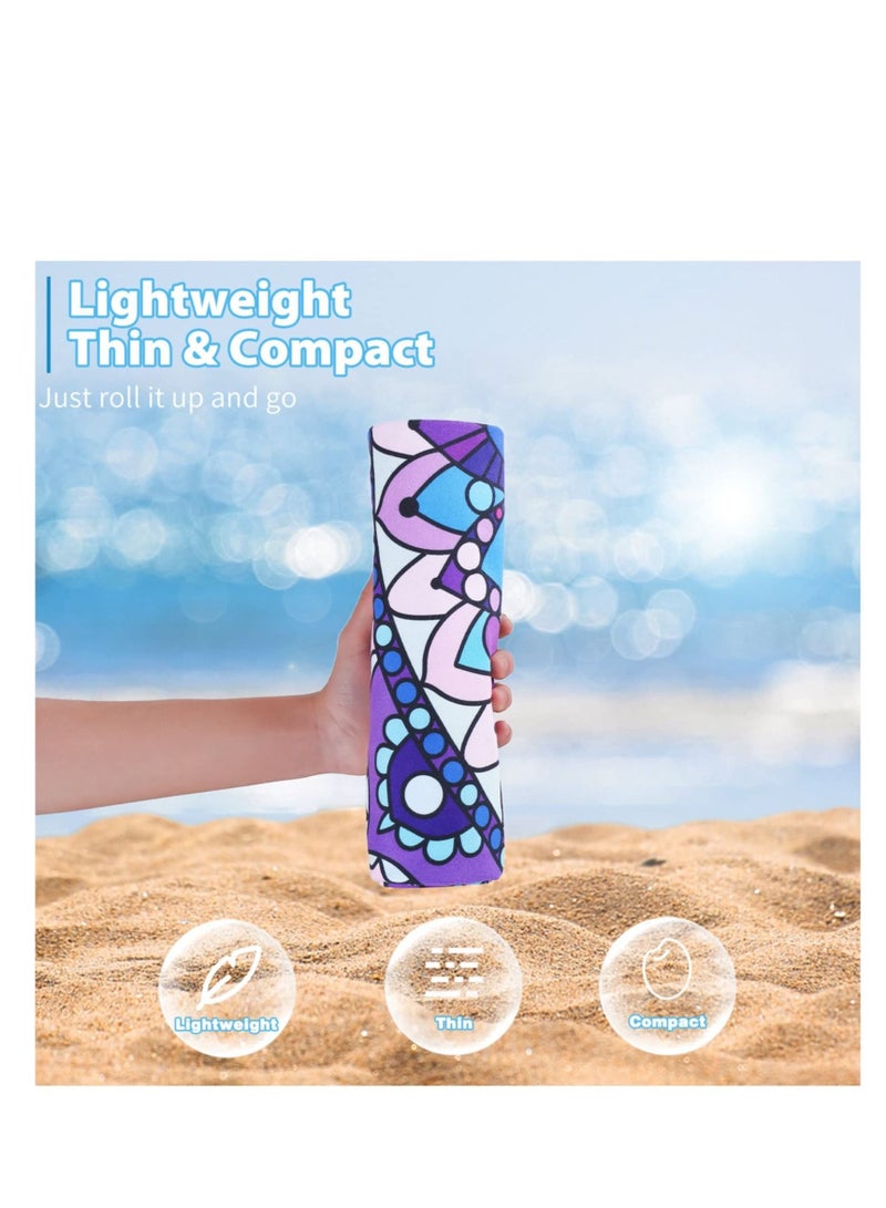 Excefore منشفة شاطئ خالية من الرمال، منشفة خفيفة كبيرة، ميكروفايبر سريعة الجفاف، منشفة شاطئ عالية الامتصاص، مناسبة للسباحة، التخييم، العطلة - Image 2