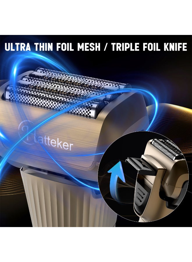 Hatteker Foil Shaver Electric Razor Men's Shaver T-Blade Trimmer Beard Trimmer Beard Clipper Hair Clipper LED Display Waterproof Wet/Dry Shaver Kit 2 in 1 - Image 2