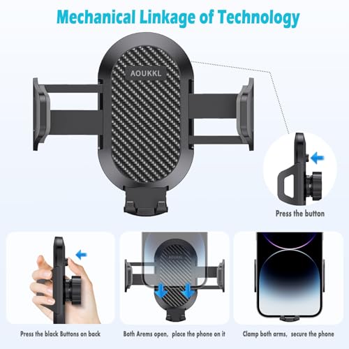 AOUKKL Car Phone Holder Fits for Volkswagen VW Tiguan 2009-2017 Accessories,Thick Cases Friendly,Cell Phone Mount for 4.7-7 in Phones,360 Degree Rotation,Easy to Install - Image 4