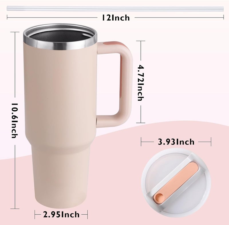 HATANU Stainless Steel Insulated Water Tumbler with Lid and Straw Fits Cup Holder Leak Proof for Gym OfficeTravel Vacuum Insulated Tumbler for Water Iced Tea or Coffee 4Rose Cream - Image 5