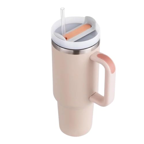 HATANU Stainless Steel Insulated Water Tumbler with Lid and Straw Fits Cup Holder Leak Proof for Gym OfficeTravel Vacuum Insulated Tumbler for Water Iced Tea or Coffee 4Rose Cream - Image 1