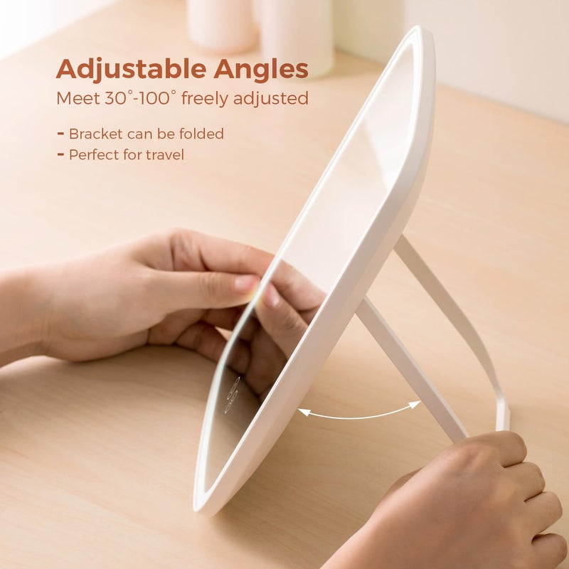 NEZZOE Lighted Makeup Mirror, Portable Mirror with Lights, 1500mAh Rechargeable Vanity Mirror with 3 Colors and Brightness Adjustable - Image 4