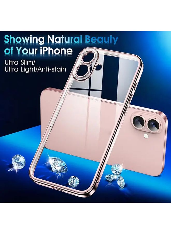 Pink Luxury Plating Silicone Soft Case For iPhone 16 Pro Max Clear Thin Cover - Image 5