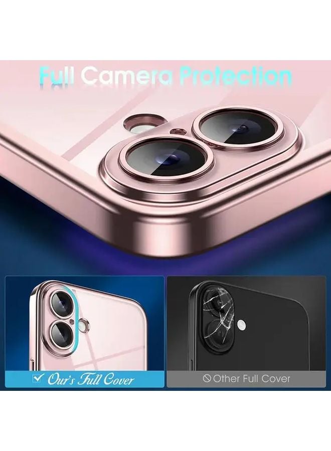 Pink Luxury Plating Silicone Soft Case For iPhone 16 Pro Max Clear Thin Cover - Image 4