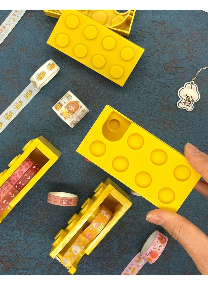 Kağıt Gemi Dükkan Lego Shaped Yellow Desktop Washi Tape Cutting Device / Washi Tape / Bullet Journal