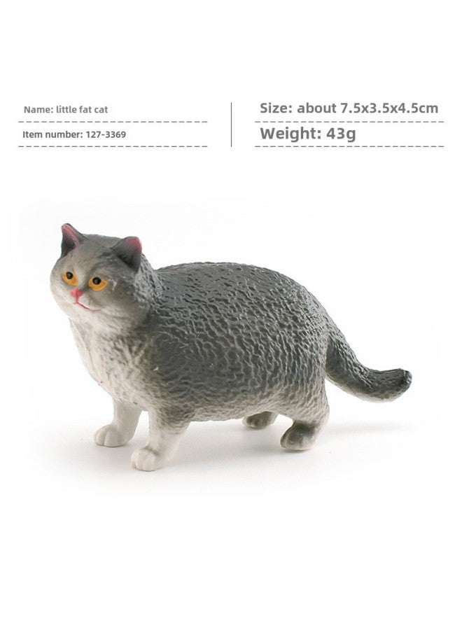 Children's Mini Simulation Pet Cat Model Orange Cat Fat Cat British Short-haired Cat Pastoral Cat Decorative Ornaments-Color:Pl127-3369 Little Fat Cat 43g  - Image 1