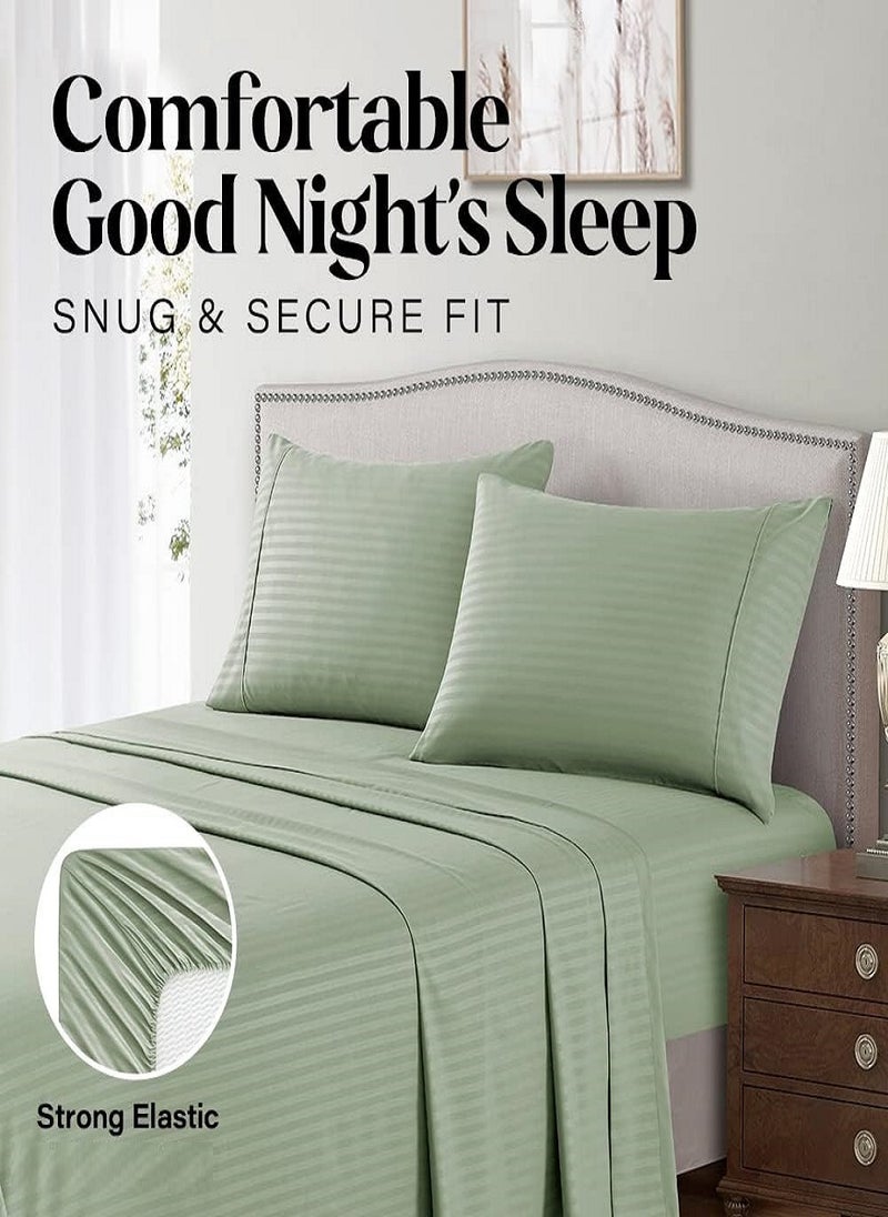 Blueberry Premium Quality Striped Bed Sheet Sets 100% Cotton 2 Piece Set Deep Pocket 90x190+15cm - Image 5