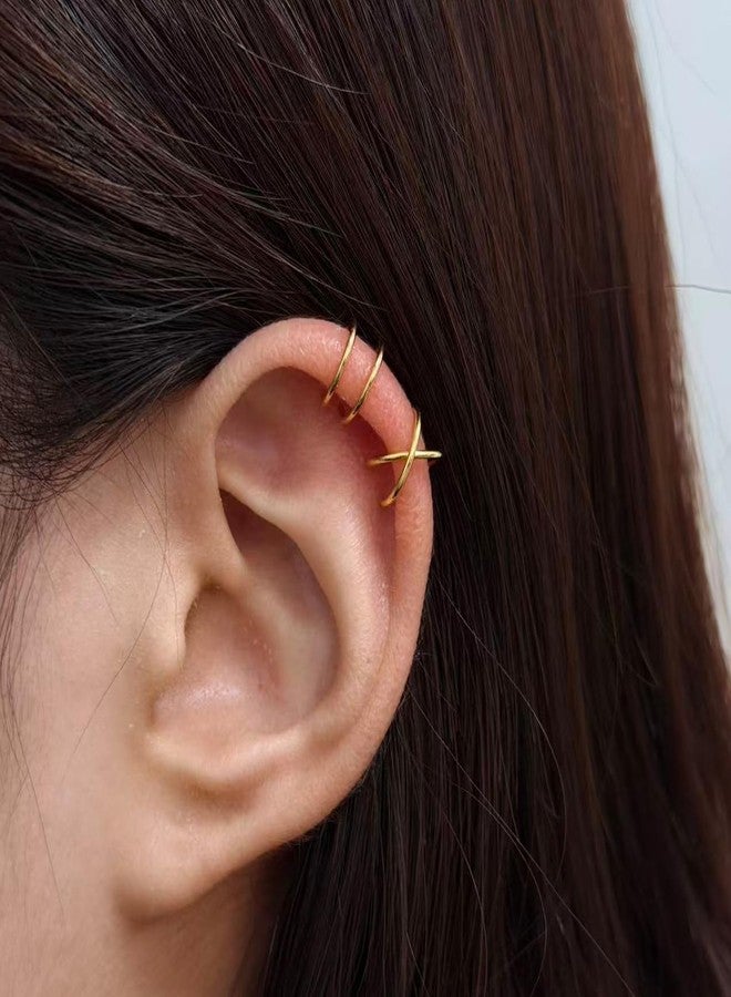 HTH Ear Cuffs Non Piercing Earrings Ear Cuff Hoop Huggie Non Pierced Fake Earrings Trendy Clip on Cartilage for Women, Copper, No Gemstone - Image 3