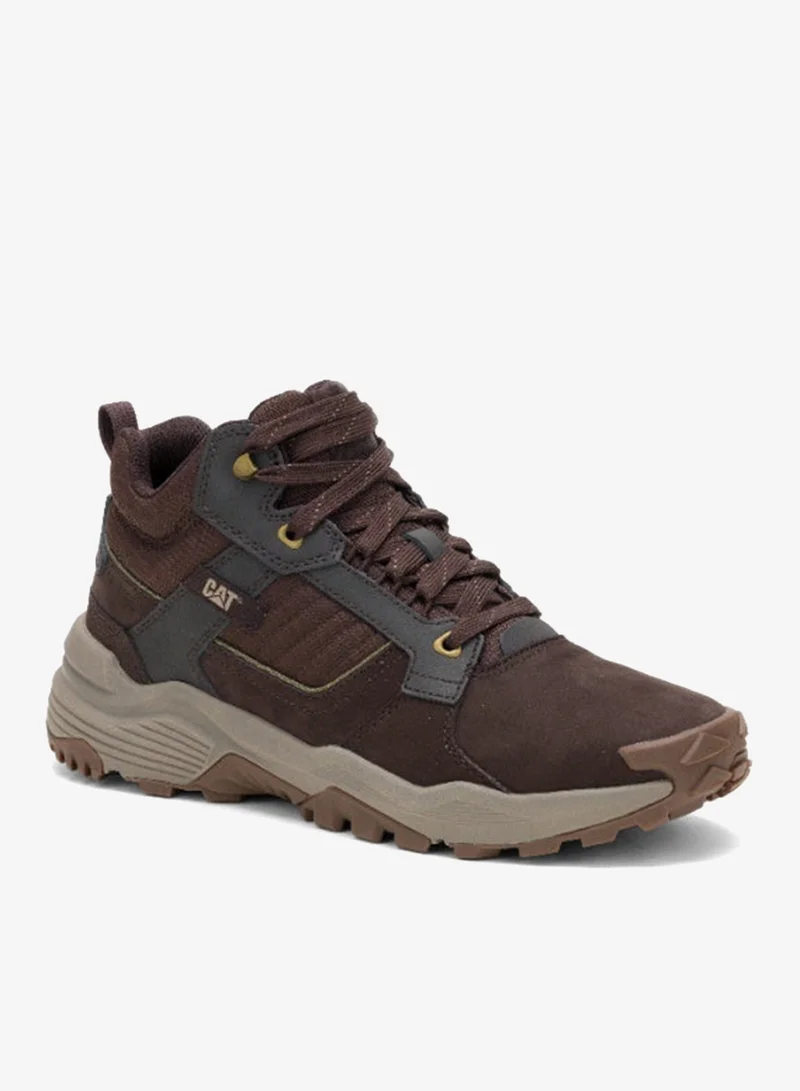 Caterpillar Grapple Leather Mid Men’s Casual Shoe – Coffee Bean, Tumbled Nubuck & PU Suede, EVA Comfort Midsole, Slip‑Resistant Rubber Outsole