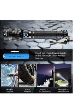 Arabest Super Bright Rechargeable LED Flashlights, 90000 Lumens XHP70.2 Tactical Flashlight, 10000mAh Parallel Battery, Zoomable&IPX5 Waterproof  - Image 4
