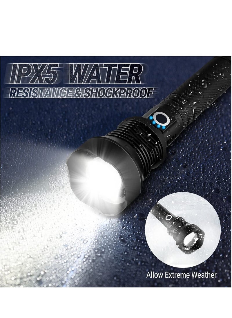 Arabest - Super Bright Rechargeable LED Flashlights, 90000 Lumens XHP70.2 Tactical Flashlight, 10000mAh Parallel Battery, Zoomable&IPX5 Waterproof - Image 1
