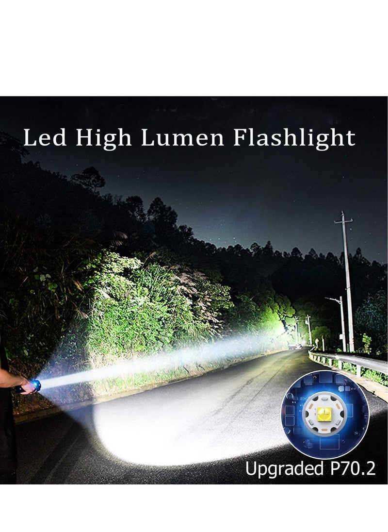 Arabest - Super Bright Rechargeable LED Flashlights, 90000 Lumens XHP70.2 Tactical Flashlight, 10000mAh Parallel Battery, Zoomable&IPX5 Waterproof - Image 1