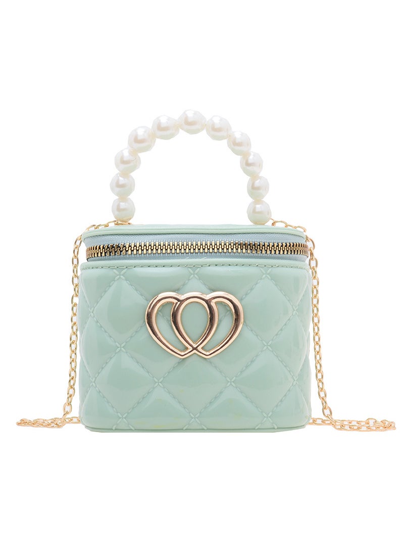 Generic Fashionable 2024 New Childrens Handbag Pearl Small Size Womens Backpack Spring Summer Jelly Makeup Bag Motorcycle Equipment Ac Light green 