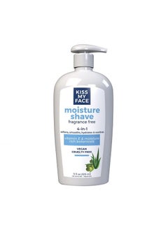 Kiss My face Fragrance Free Moisture Shave 4 In 1 Shaving Cream Cruelty Free And Vegan With Added Olive Oil And Aloe Leaf Extract Vitamin E Rich 11 Fl Oz Pump Bottle  - Image 1