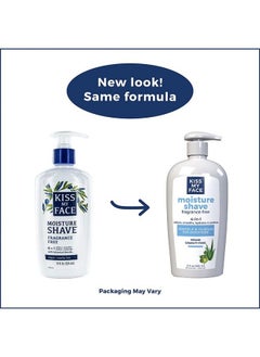Kiss My face Fragrance Free Moisture Shave 4 In 1 Shaving Cream Cruelty Free And Vegan With Added Olive Oil And Aloe Leaf Extract Vitamin E Rich 11 Fl Oz Pump Bottle  - Image 3