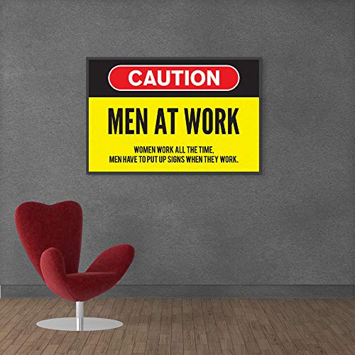 Inephos Warning - Men at Work Funny Poster Print (Size: 8 inch X 12 inch, Framed, Laminated Print) - Image 1
