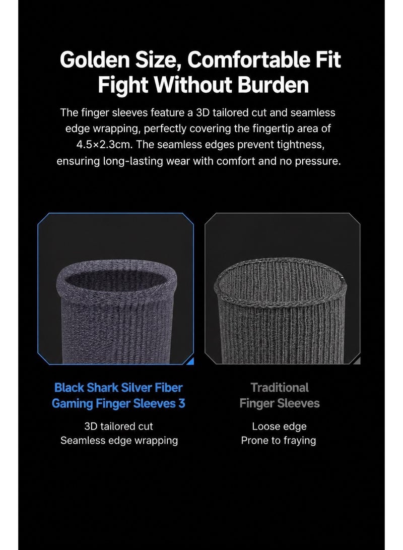 BLACK SHARK Gaming Finger Sleeves (4 Sleeves) by Black Shark– Ultra-Thin & Sweatproof Silver Fiber Thumb Sleeves, Touchscreen Sensitive - for PUBG Mobile, COD, Fortnite & More - Compatible with IPad, Redmagic, iPhone, Samsung Etc (4 Sleeves) - Image 4