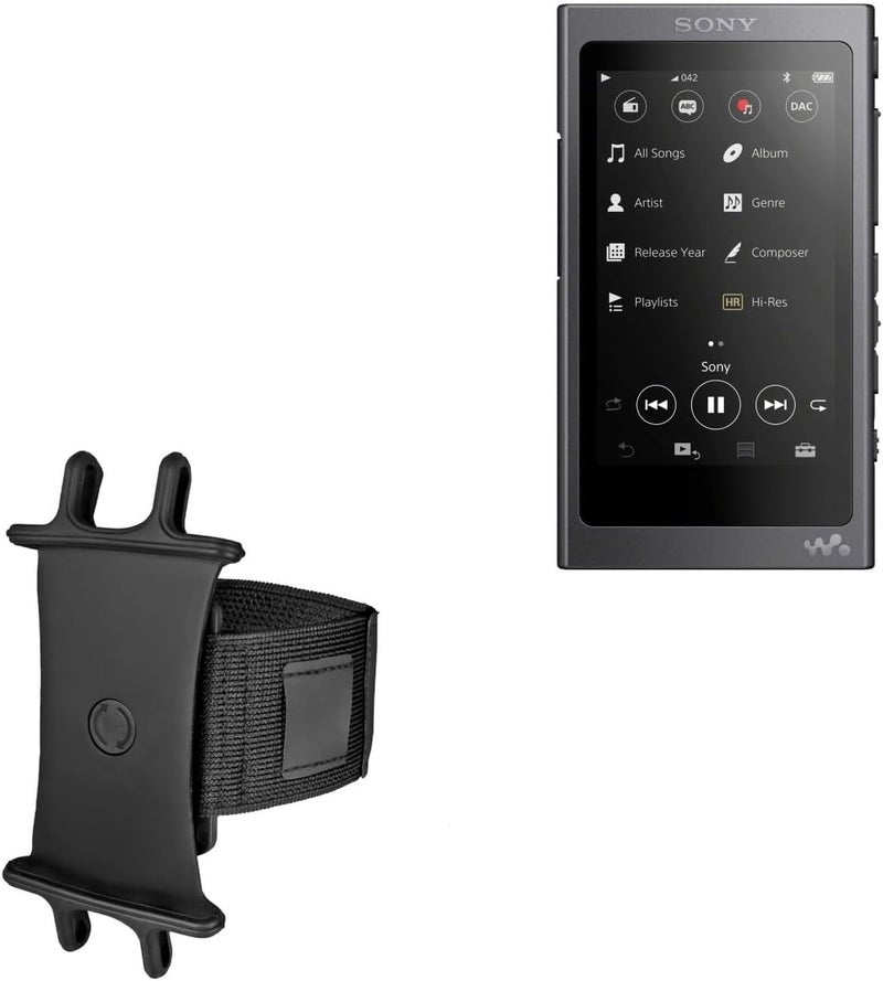 BoxWave Holster Compatible with Sony NW-A40 Walkman - ActiveStretch Sport Armband, Adjustable Armband for Workout and Running - Jet Black - Image 1