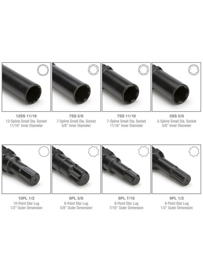 Steelman Pro 78537 16-Piece Locking Lug Nut Master Key Set for Auto Mechanics Variety of Spline Star and Hex Style Keys Thin-Walled/Extra-Long Lug Keys to Prevent Damage to Wheels Double-Hex Heads - Image 3