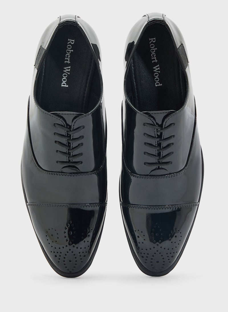 Robert Wood Brogue Design Patent Oxford Lace Ups - Image 4