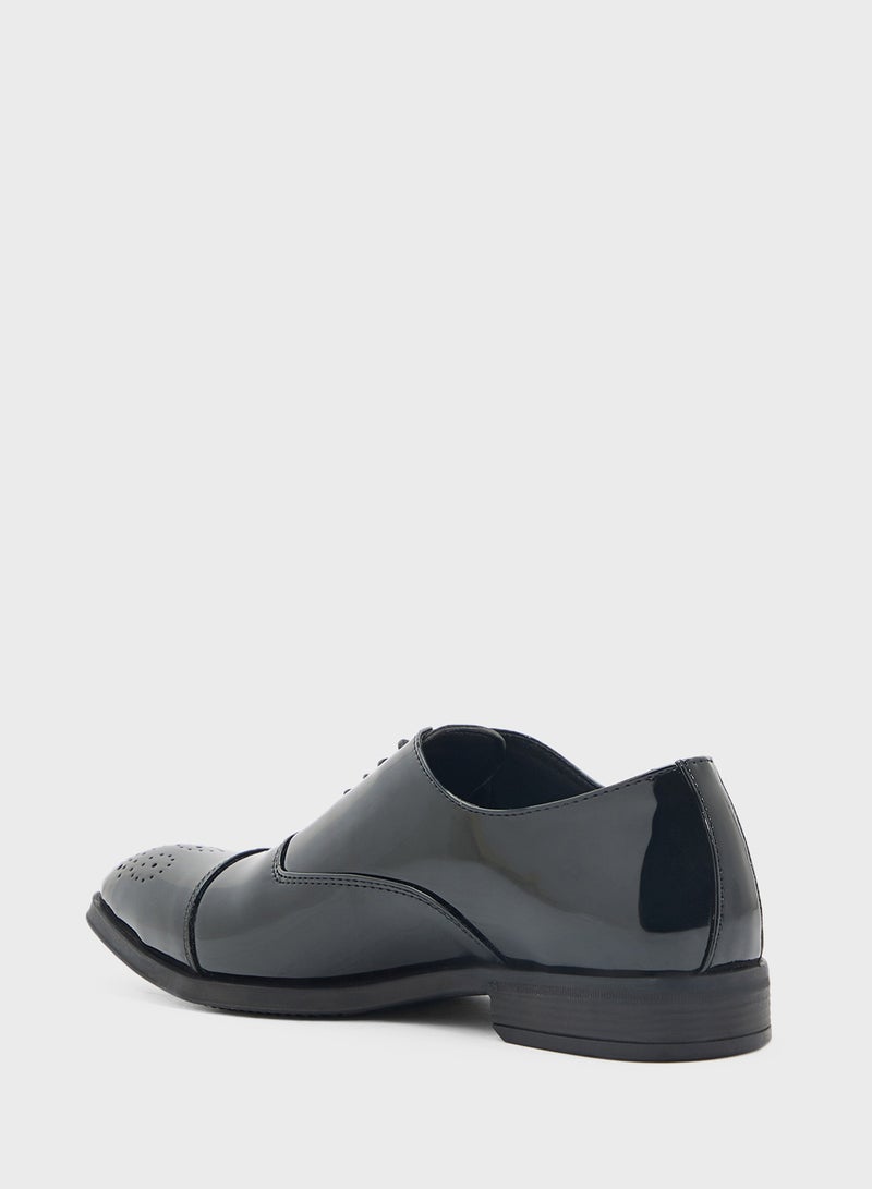 Robert Wood Brogue Design Patent Oxford Lace Ups - Image 2