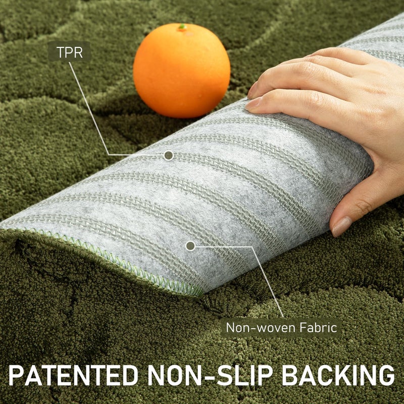 BSICPRO Large Bathroom Rugs Runner  22x47 Inches Long Bath Mats for Bathroom Non Slip  Soft Absorbent and Quick Dry Microfiber Bath Rugs for Bathroom  Machine Washable (Olive Green) - Image 2