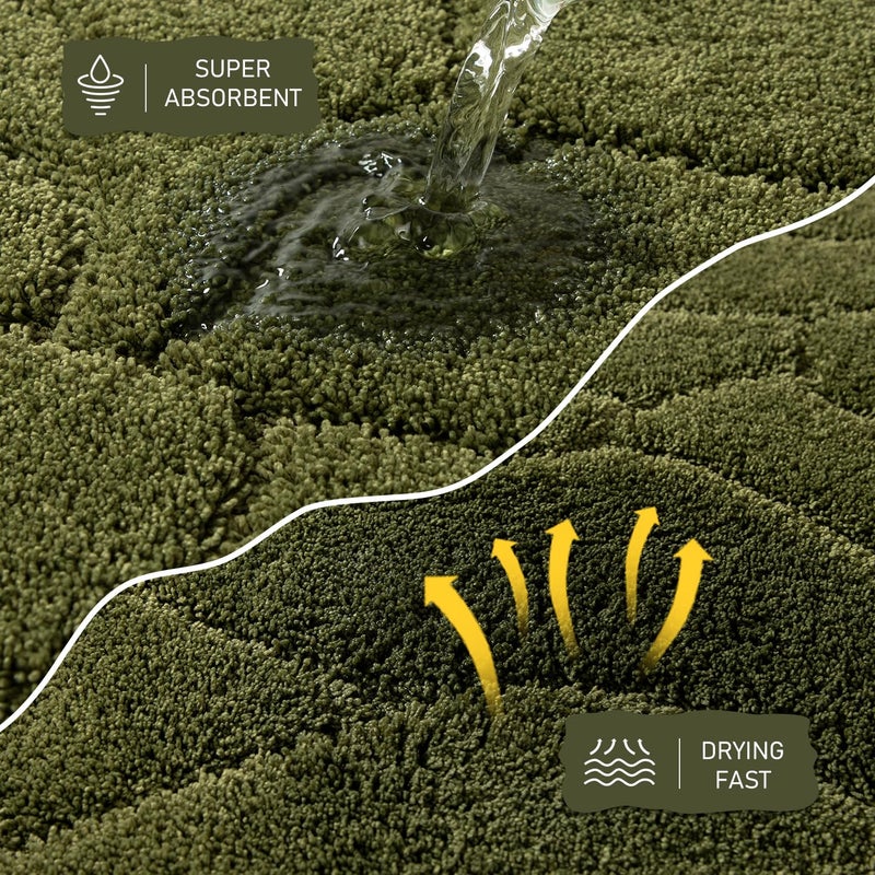 BSICPRO Large Bathroom Rugs Runner  22x47 Inches Long Bath Mats for Bathroom Non Slip  Soft Absorbent and Quick Dry Microfiber Bath Rugs for Bathroom  Machine Washable (Olive Green) - Image 3