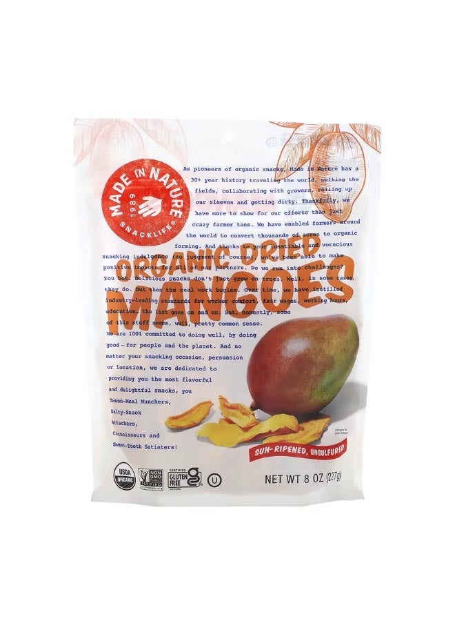MADE IN NATURE Organic Dried Mangoes Sun Ripened Unsulfured 8 oz 227 g - Image 1