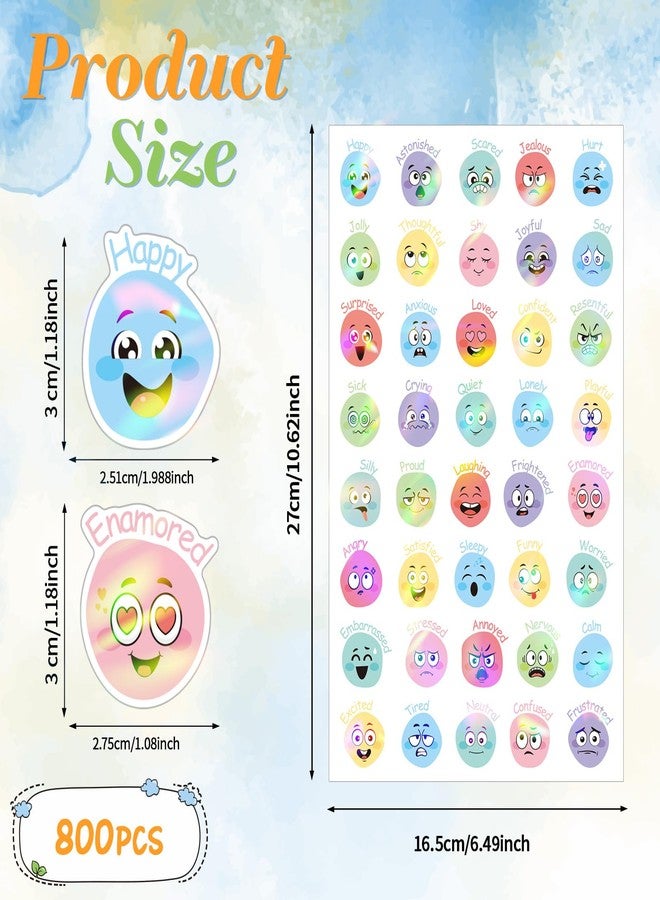 Starboling 800 pcs Emotion Stickers,Face Emotion Feelings Stickers for Kids,40 Different Funny Mood Incentive Stickers,Teacher Reward Sticker for Classroom,Home,School(Morandi) - Image 2