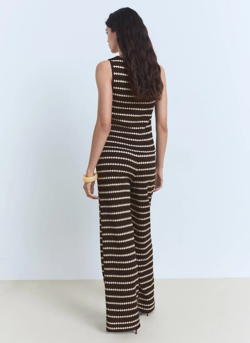 MANGO Geometric Print Regular Fit Trousers