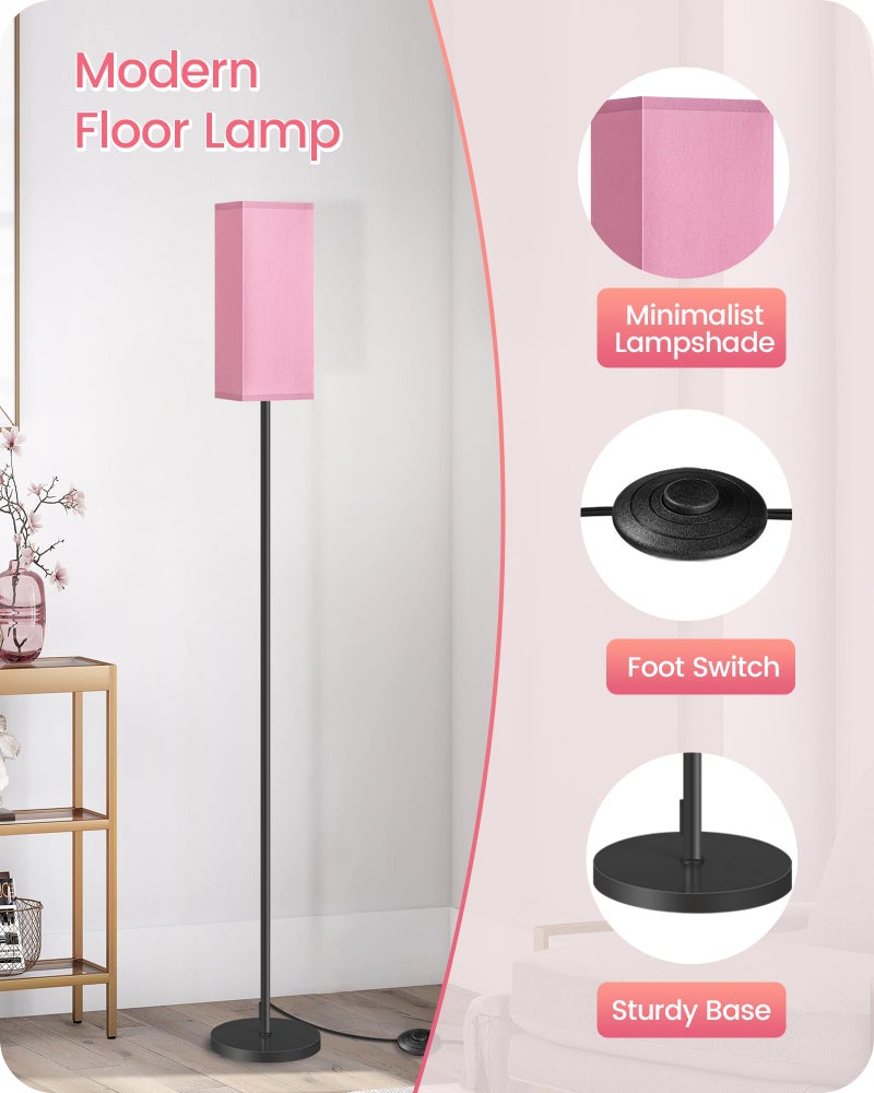 GOEBLESON Set of 2 Floor Lamps for Living Room, Modern Tall Standing Lamps with Foot Switches, Bulb Not Included, 64.6'', for Living Room, Bedroom, Study, Kids Room, Pink and Black P07LDP205W1 - Image 3