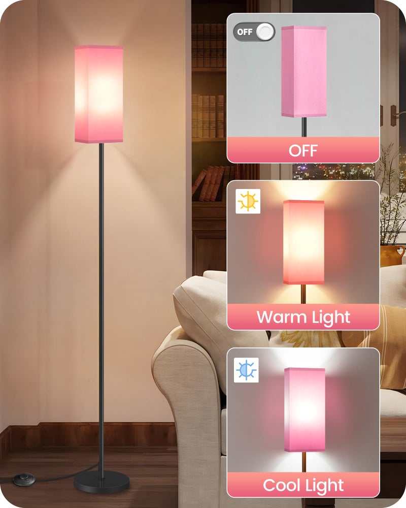 GOEBLESON Set of 2 Floor Lamps for Living Room, Modern Tall Standing Lamps with Foot Switches, Bulb Not Included, 64.6'', for Living Room, Bedroom, Study, Kids Room, Pink and Black P07LDP205W1 - Image 2